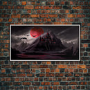 Horror Art, Haunted Castle and Blood Moon, Framed Canvas Print, Goth Art, Gothic Decor, Cool Wall Art