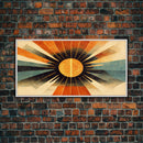 Abstract Midcentury Modern Sunburst, Canvas Print, Art Deco Style wall art, sun with sun rays, sun burst, boho style, ready to hang