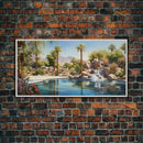 Oasis Wall Art, Palm Trees Art, Lake Art Print, Panoramic Art, Wall Art, Canvas Art, Landscape Art, Gift For Boss, Ranch House Decor