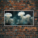 Jelly Fish  Art, Ocean Wall Art, Nautical Wall Art, Panoramic Art, Wall Art, Canvas Art, Landscape Art, College Dorm Decor, Above Bed Art