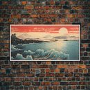 Ocean Waves Art, Japanese Landscape, Sunrise Wall Art, Panoramic Art, Wall Art, Canvas Art, Landscape Art, College Dorm Decor, Travel Print