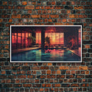 Midcentury Modern Wall Art, Framed Canvas Print, Retro MCM Decor, Minimalist Decor, Sunset Over An Indoor Pool, Eclectic Architecture Art