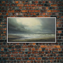 Moody Muted Landscape Oil Painting Canvas Print Wall Art, Nature Framed Large Gallery Art, Minimalist Art, Ready To Hang, Moody and Drab Art