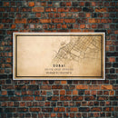 Dubai UAE map print poster or framed canvas, Dubai map print poster canvas, Dubai city map print poster canvas, Vintage Travel Art
