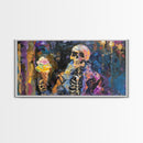 Halloween Art, Skeleton Having an Ice Cream Cone, Framed Canvas Print, Halloween Decor