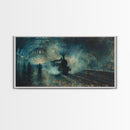 Haunted Railway, Spooky Wall Art, Framed Canvas Print, Unique Halloween Wall Art Gift Idea, Halloween Props