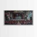 Creepy Abandoned Theater, Framed Canvas Print, Macabre Theatre, Dark Academia, Halloween Decor, Spooky Seasonal Wall Art