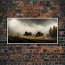 Ghost town canvas art, wild west theme, abandoned art
