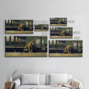 Tiger in a Subway train station, Post-apocalyptic urban decay art, framed canvas print