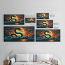 Jormungandr The Sea Serpent, Pop Art, Framed Canvas Print, Fantasy Art, Norse Mythology, Nordic / Viking Wall Art