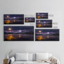 Full moon canvas print, Lightning storm over a mountain lake at night, cool wall art, awesome wall art