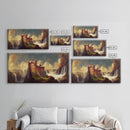 Fantasy wall art, canvas print, castle in the sky, castle atop mountains and waterfalls, watercolor