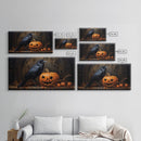 Spooky Crow Print, The Raven and The Jack O Lantern, Halloween Wall Art, Victorian Oil Painting, Dark Academia, Goth Art