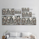 Art Deco Pattern Christmas Village - Framed Canvas Print - Retro Xmas Art - Christmas Decor - Christmas Wall Art - Christmas Art - Art Deco