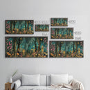 Haunted Cemetery In The Forest Framed Canvas Print, Halloween Decor, Halloween Prop Wall Art