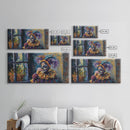 Spooky Court Jester Having an Ice Cream, Funny Halloween Art, Framed Canvas Print