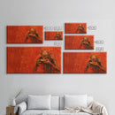 Scary Demon Having a Hot Dog, must be a baseball fan. Funny Halloween Wall Art Framed Canvas Print