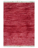 2X2.6 Solid Plain Red Hand knotted wool area rug