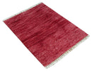 2X2.6 Solid Plain Red Hand knotted wool area rug
