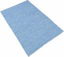 Blue Chevron Pattern Dhurrie Wool Area Rug