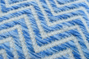 Blue Chevron Pattern Dhurrie Wool Area Rug