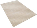 Modern Solid Beige Hand Woven Wool Area Rug