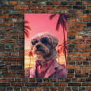 Shih Tzu Wall Print, Dog Portrait, Dog Sunglasses, Dog In Pink Suit, Dog Art Print, Framed Wall Art, Framed Canvas, Wall Print, Wall Canvas