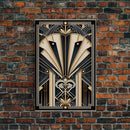 Midcentury Modern Wall art, Framed Canvas Print, Art Deco, Gold & black art, Living room art, Abstract art, MCM Art, Office wall art