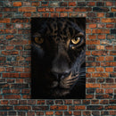A Look Into Darkness, Beautiful Black Panther Portrait, Cat Photography, Framed Canvas Print, Framed Art, Halloween Witch Cat Art