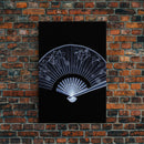 Folding Fan Wall Art, Chinese Art Print, White Fan, Black And White, Minimalist Print, Wall Decor, Canvas Print, Wall Art, Framed Canvas