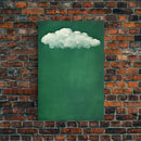 Emerald Green Rain Cloud Wall Art, Framed Canvas Or Poster Print, Abstract Art Print, Minimalist Wall Decor, Maximalist Decor, Dark Green