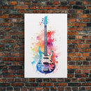 Electric Guitar Wall Art, Rock N Roll Decor, Graffiti Art, Splatter Art, Musician Gift Custom Guitar Art