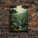 Jungle Wall Art, Waterfalls Art, Nature Wall Art, Trees Art Print, Canvas Print, Wall Art, Vertical Art, Lake House Wall Art, Indie Room Art