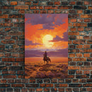Cowboy Wall Art, Western Decor, Sunset Wall Art, Desert Art, Canvas Print, Wall Art, Vertical Art, Boys Bedroom Decor, Ranch Wall Art