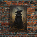 Gothic Witch Art, Framed Halloween Canvas, Canvas Print, Spooky Halloween Wall Art, Halloween Decoration, Witchy Decor