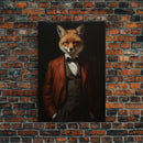 The Victorian Business Fox, Framed Canvas or Canvas Print, Halloween Decor, Dark Academia, Funny Halloween Decorations