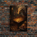 Dragon Art, Fantasy Art, Treasure Chest, Canvas Print, Wall Hanging, Portrait Art, Video Game Art, Nerdy Home Decor, Gift For Friend