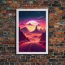 Apache Trail Scenic Drive, Framed Canvas Print, Roads of Arizona, retro style art