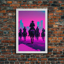 Post-Apocalyptic Cowboys, Vaporwave Aesthetic fantasy art, framed canvas print