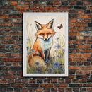 Red Fox Wall Art, 24" x 36" Wall Art, Woodland Spring Decor, Canvas Wall Hanging, Rustic Farmhouse Decor, Modern Farmhouse Art
