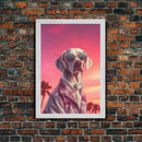 Weimaraner Wall Print, Dog Wall Art, Dog Sunglasses, Dog In Pink Suit, Funny Art, Framed Wall Art, Framed Canvas, Wall Print, Wall Canvas