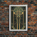 Midcentury Modern Wall art | Framed Canvas Print | Art Deco | Gold & green art | Beautiful art | Wall art | Office decor | Abstract art