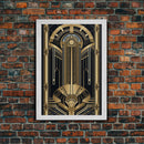 Art Deco Pattern Wall art, Framed Canvas Print, Art Deco, Gold & black art, Wonderful art, Lines art, Blue colors, Abstract art, Patterns