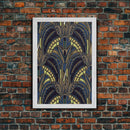 Midcentury Modern Wall art - Framed Canvas Print - Art Deco - Blue colors - Stained glass art - Patterns art - Mosaic art - Living room art