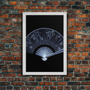 Folding Fan Wall Art, Chinese Art Print, White Fan, Black And White, Minimalist Print, Wall Decor, Canvas Print, Wall Art, Framed Canvas