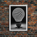 Dotted Light Bulb Wall Decor, Black And White Art, Dotted Art, Minimalist Print, Wall Decor, Canvas Print, Wall Art, Framed Canvas