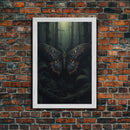 Butterfly In Woods, Butterfly Wall Decor, Dark Art, Green Wall Art, Insect Wall Decor, Wall Decor, Canvas Print, Wall Art, Framed Canvas