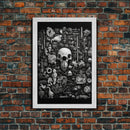 Collection of Trinkets Wall Art, Weird Wall Art, Black And White, Minimalist Print, Wall Decor, Canvas Print, Wall Art, Framed Canvas