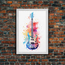 Electric Guitar Wall Art, Rock N Roll Decor, Graffiti Art, Splatter Art, Musician Gift Custom Guitar Art