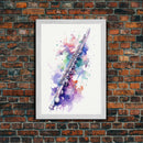 Flute Wall Art, Instrument Print, Graffiti Art, Framed Canvas Print, Cool Studio Wall Decor, Music Gift